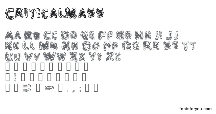 Czcionka CriticalMass – alfabet, cyfry, specjalne znaki