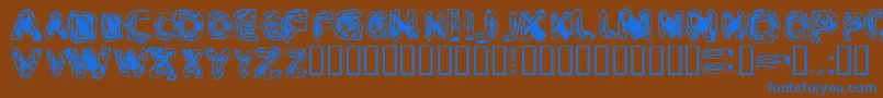 CriticalMass-Schriftart – Blaue Schriften auf braunem Hintergrund