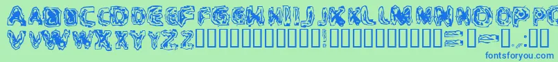 CriticalMass-Schriftart – Blaue Schriften auf grünem Hintergrund