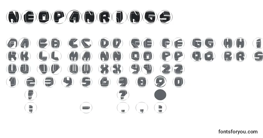Schriftart Neopanrings – Alphabet, Zahlen, spezielle Symbole