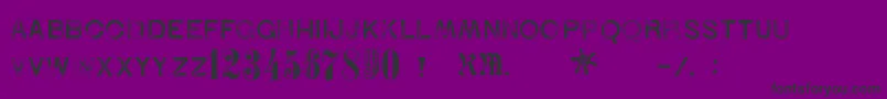1938Stempel-fontti – mustat fontit violetilla taustalla