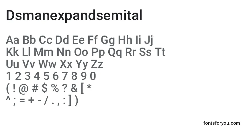 A fonte Dsmanexpandsemital – alfabeto, números, caracteres especiais