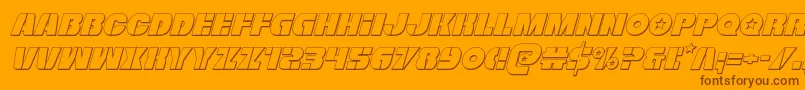 Freedomfighter3Dital-Schriftart – Braune Schriften auf orangefarbenem Hintergrund