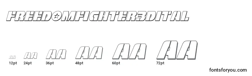 Размеры шрифта Freedomfighter3Dital