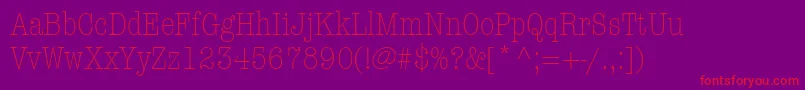 ItcAmericanTypewriterLtLightCondensed Font – Red Fonts on Purple Background