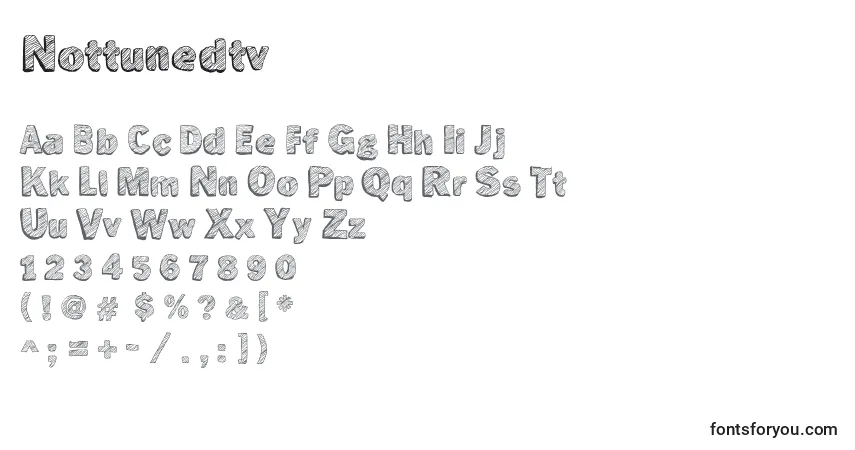 Schriftart Nottunedtv – Alphabet, Zahlen, spezielle Symbole