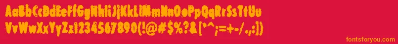 フォントCorruptDotGov – 赤い背景にオレンジの文字