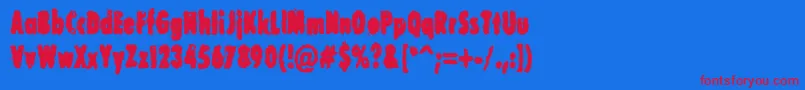 CorruptDotGov-Schriftart – Rote Schriften auf blauem Hintergrund