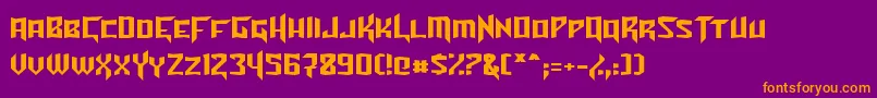 TurokNormal-Schriftart – Orangefarbene Schriften auf violettem Hintergrund
