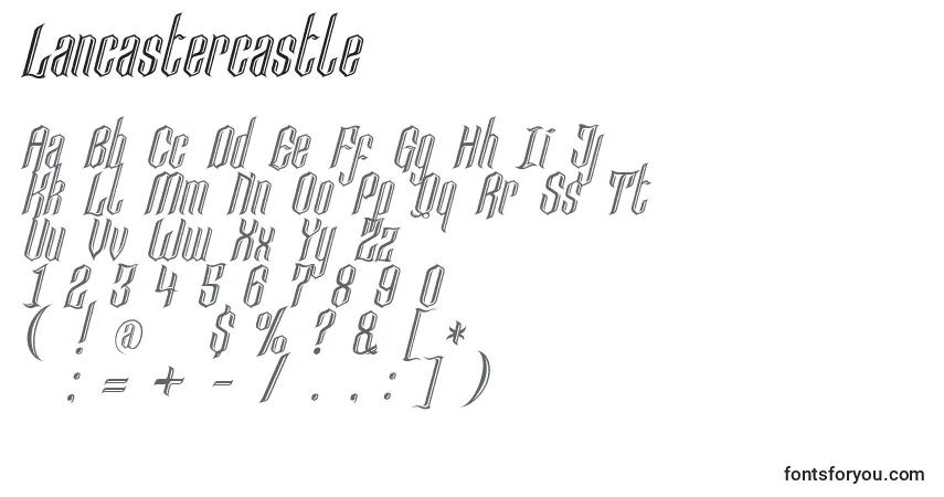 Czcionka Lancastercastle – alfabet, cyfry, specjalne znaki