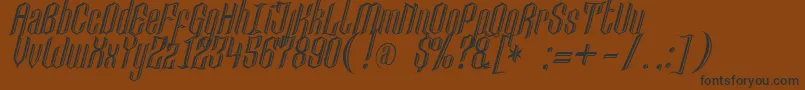 フォントLancastercastle – 黒い文字が茶色の背景にあります