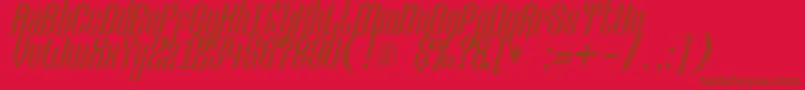 フォントLancastercastle – 赤い背景に茶色の文字