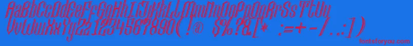フォントLancastercastle – 赤い文字の青い背景
