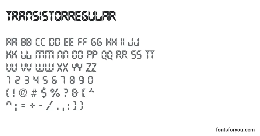 Fuente TransistorRegular - alfabeto, números, caracteres especiales