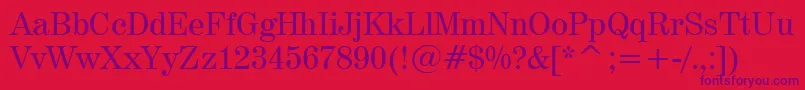 フォントCentury725Bt – 赤い背景に紫のフォント