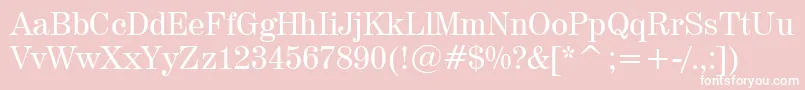 Century725Bt-Schriftart – Weiße Schriften auf rosa Hintergrund