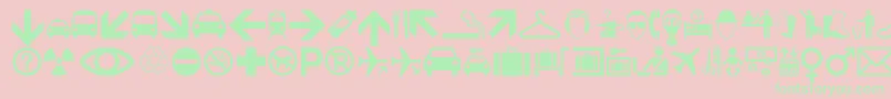 Minipicsinternational-Schriftart – Grüne Schriften auf rosa Hintergrund