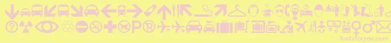 Minipicsinternational Font – Pink Fonts on Yellow Background