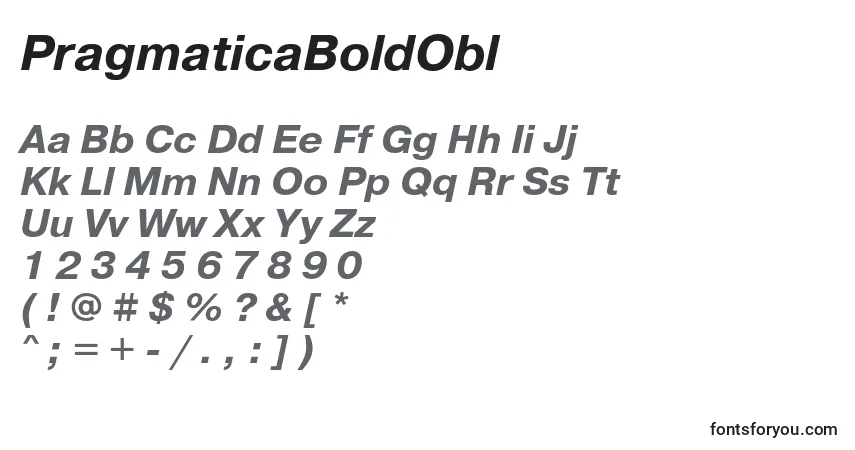 PragmaticaBoldObl-fontti – aakkoset, numerot, erikoismerkit
