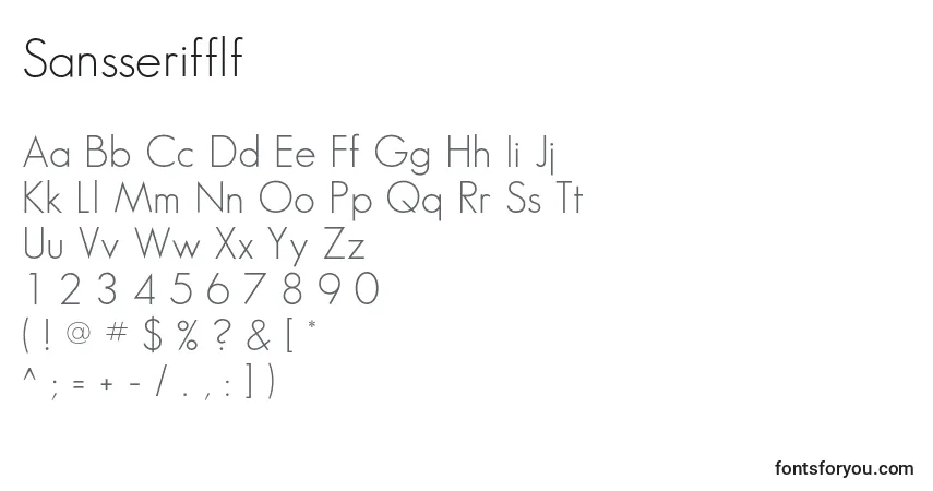 A fonte Sansserifflf – alfabeto, números, caracteres especiais