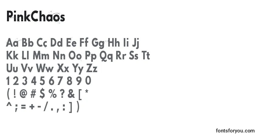 Czcionka PinkChaos – alfabet, cyfry, specjalne znaki