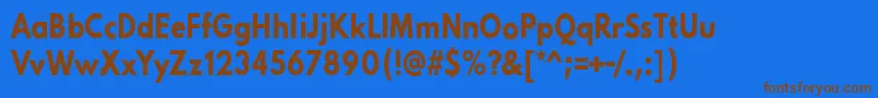 フォントPinkChaos – 茶色の文字が青い背景にあります。