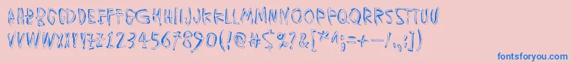 MuspiMerolThgil-Schriftart – Blaue Schriften auf rosa Hintergrund