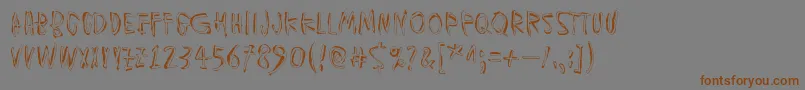 フォントMuspiMerolThgil – 茶色の文字が灰色の背景にあります。