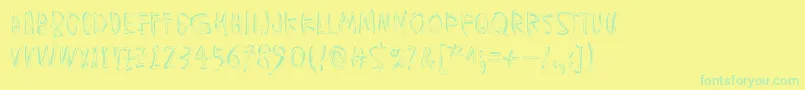 MuspiMerolThgil Font – Green Fonts on Yellow Background