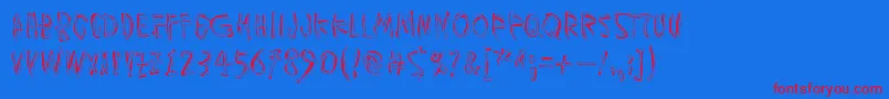 MuspiMerolThgil Font – Red Fonts on Blue Background