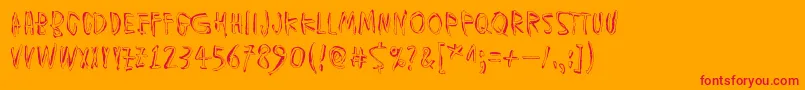MuspiMerolThgil Font – Red Fonts on Orange Background