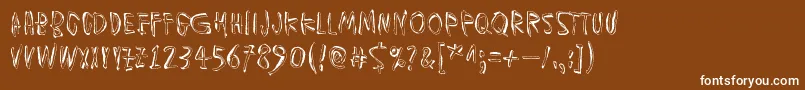 MuspiMerolThgil-Schriftart – Weiße Schriften auf braunem Hintergrund