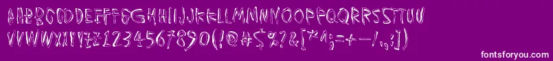 MuspiMerolThgil-Schriftart – Weiße Schriften auf violettem Hintergrund