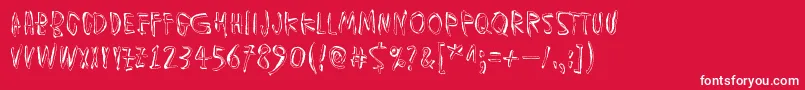 MuspiMerolThgil-Schriftart – Weiße Schriften auf rotem Hintergrund
