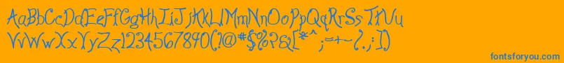 Więcej informacji o czcionce Anyway ffy Czcionka Anyway ffy – niebieskie czcionki na pomarańczowym tle