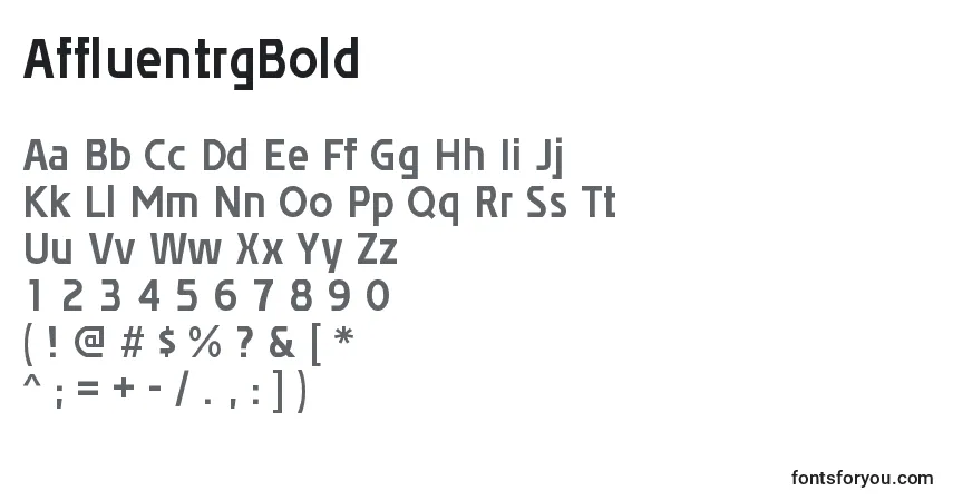 Шрифт AffluentrgBold – алфавит, цифры, специальные символы