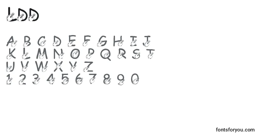 A fonte LmsDarrensDelight – alfabeto, números, caracteres especiais