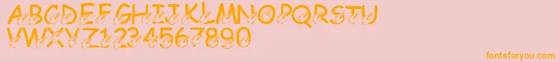 LmsDarrensDelight-Schriftart – Orangefarbene Schriften auf rosa Hintergrund