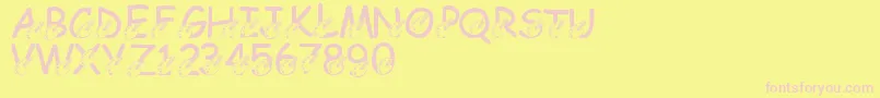 LmsDarrensDelight-Schriftart – Rosa Schriften auf gelbem Hintergrund
