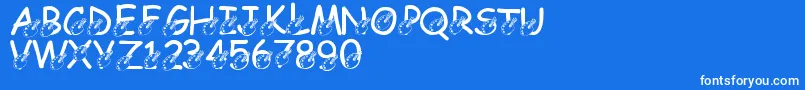 More about LmsDarrensDelight Font LmsDarrensDelight Font – White Fonts on Blue Background