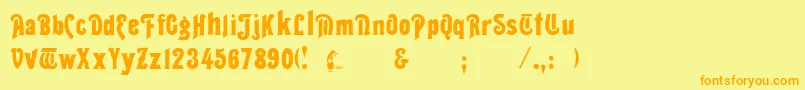 フォントThalia – オレンジの文字が黄色の背景にあります。