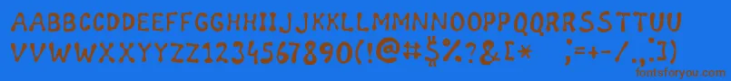 WildHoneyフォントについての詳細 フォントWildHoney – 茶色の文字が青い背景にあります。