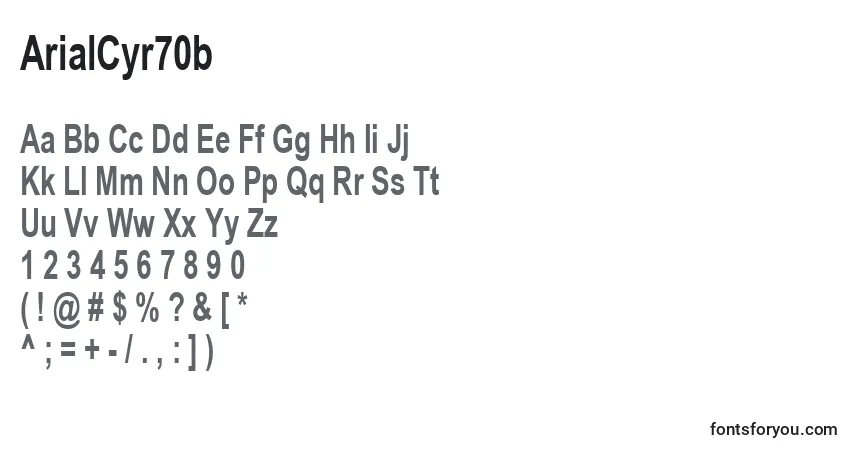 Шрифт ArialCyr70b – алфавит, цифры, специальные символы
