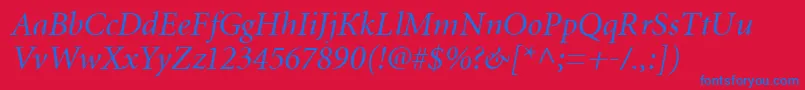 MiniatureItalic Font – Blue Fonts on Red Background