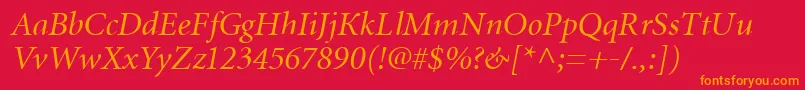 MiniatureItalic Font – Orange Fonts on Red Background