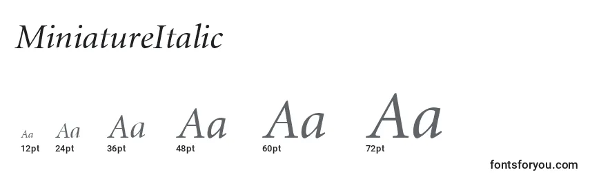 Размеры шрифта MiniatureItalic