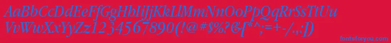 GaramondbooknarrowtttItalic Font – Blue Fonts on Red Background