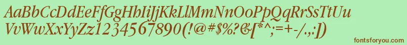 GaramondbooknarrowtttItalic Font – Brown Fonts on Green Background