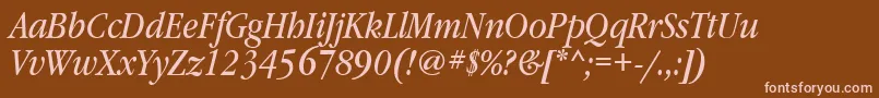 GaramondbooknarrowtttItalic Font – Pink Fonts on Brown Background