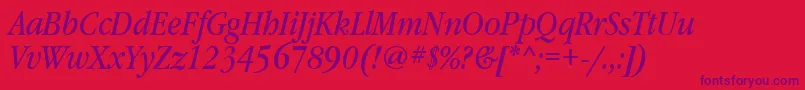 GaramondbooknarrowtttItalic Font – Purple Fonts on Red Background